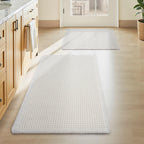 Upgraded Waffle Bath Mat Set of 2 Absorbent Bathroom Mat 18"x30" + 24"x48"