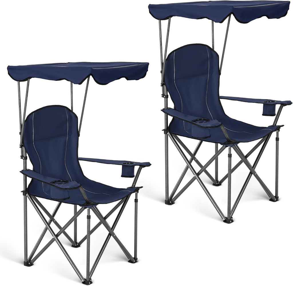 ALPHA CAMP Heavy Duty Canopy Camping Chairs with Adjustable Sunshade