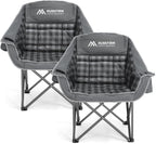 Oversized 2 Pack Camping Chairs, Padded Camping Chair Support 450LBS, Grey