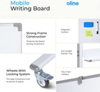 Oline Mobile Whiteboard 48 x 36 Inch Large Height Adjust 360° Magnetic Rolling Double Sided Reversible Dry Erase Board (48x36, White & Silver)