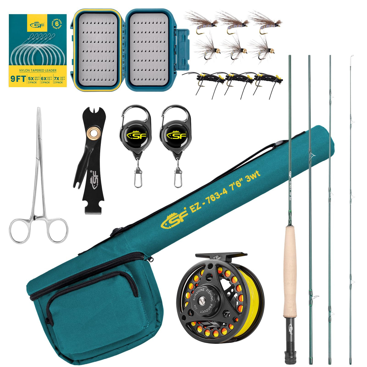 SF Fly Fishing Rod and Reel Combo Starter Kit for Beginners