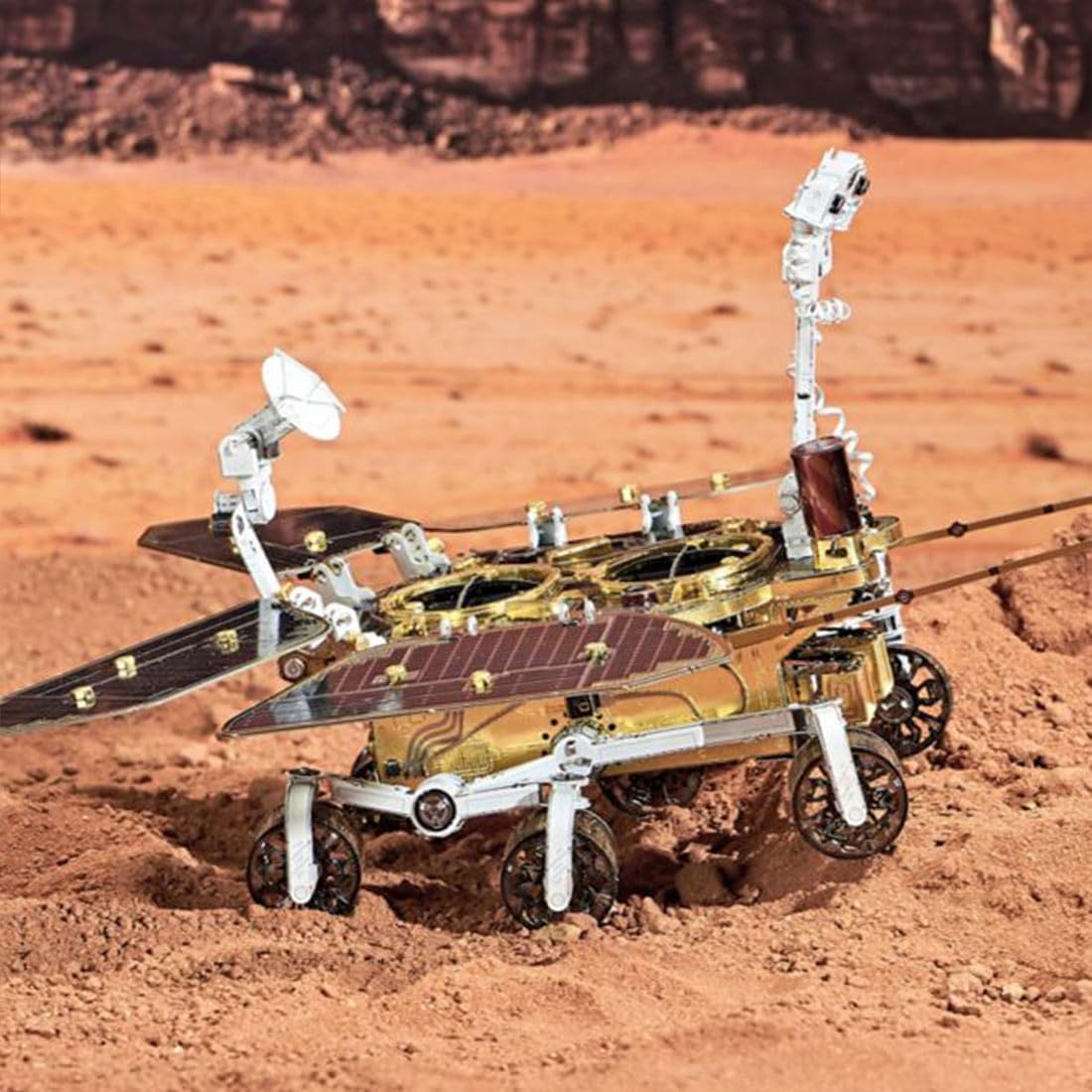 3D Metal Puzzle Space Rover Model Kit, 281PCS 1/23 Scale DIY Assemble Steampunk Mechanical Mars Rover Model, Creative Handcrafted Metal Art Craft Desktop Display & Decoration for Adults