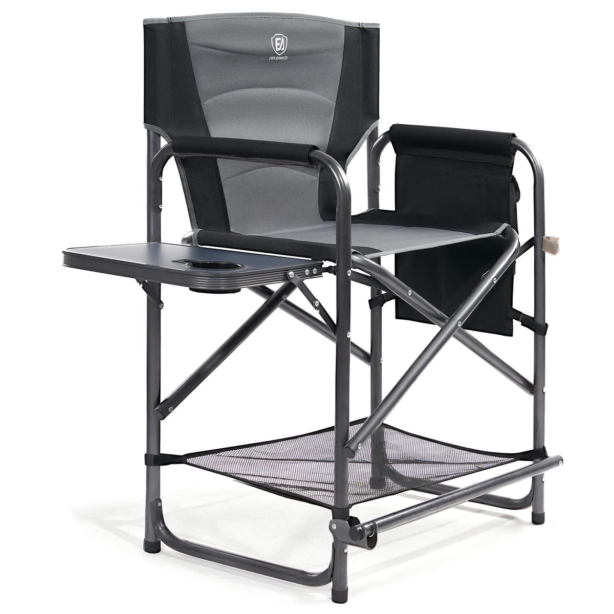 EVER ADVANCED 23.2" Medium Tall Directors Chair with Side Table 400LBS Grey