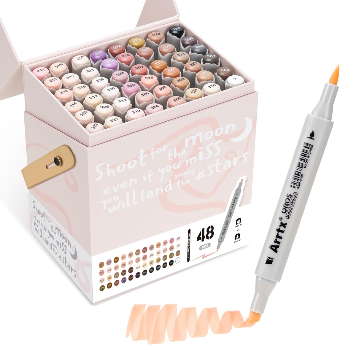 Arrtx Alcohol Markers 160 Color Set, Dual Tip Brush and Chisel, Professional Alcohol-Based Art Markers for Artists, Adults, Beginners, Ideal for Sketching,Illustration