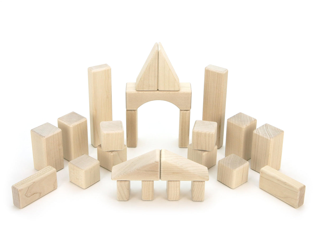 23 pc Toddler Chunky Hard Maple Wooden Block Set