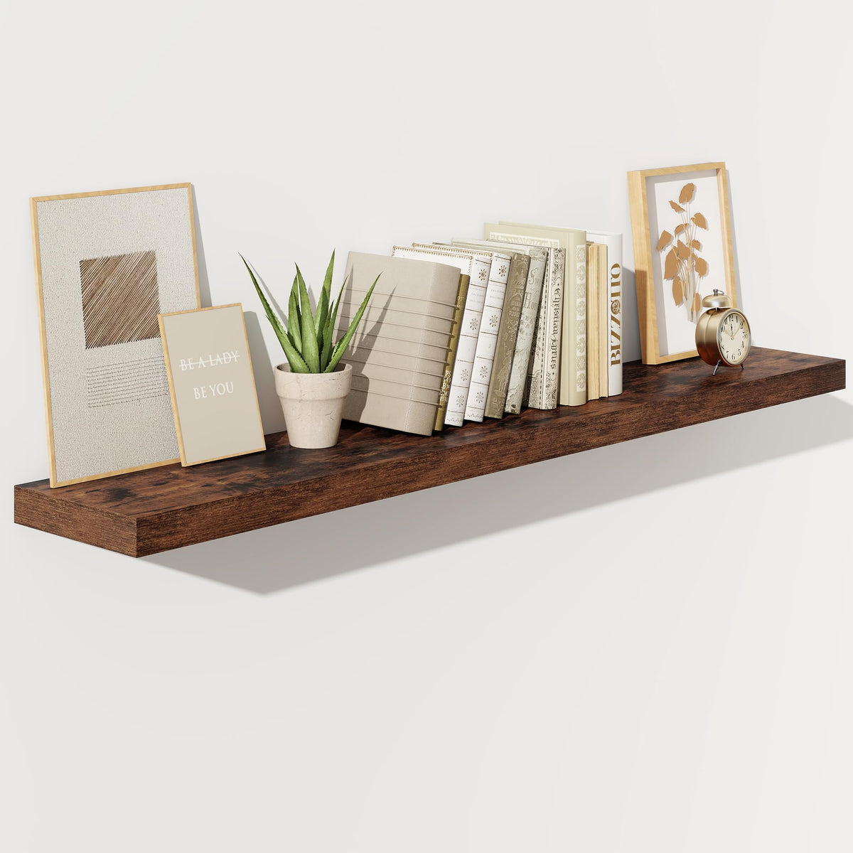 Fun Memories Floating Shelves - 2 Pack 12 Inch Rustic Wooden Wall Shelves - Extra Deeper & Thicker Wall Mounted Storage Shelf for Living Room, Kitchen, Farmhouse - 36" W x 12" D x 1.8" H - Brown