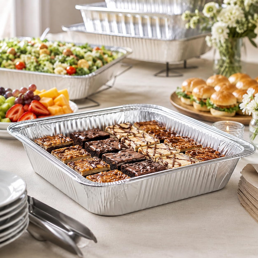 Half Size Deep Aluminum Pans, 13 x 10.5 x 2.5 In (100, Trays Only)