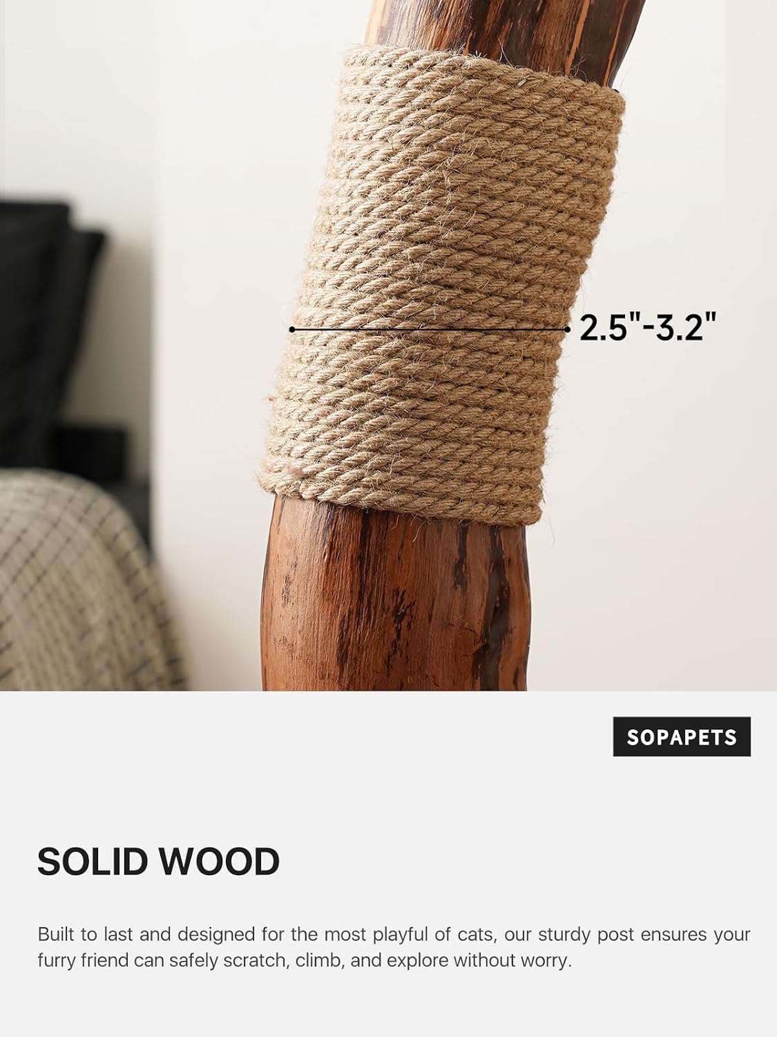 Sopapets 40" Small Cat Tree for Apartments, Modern Cat Tower for Indoor Cats with Solid Wood Branch, Sisal Scratching Posts, Plush Perches and Hideaway Condo, Brown
