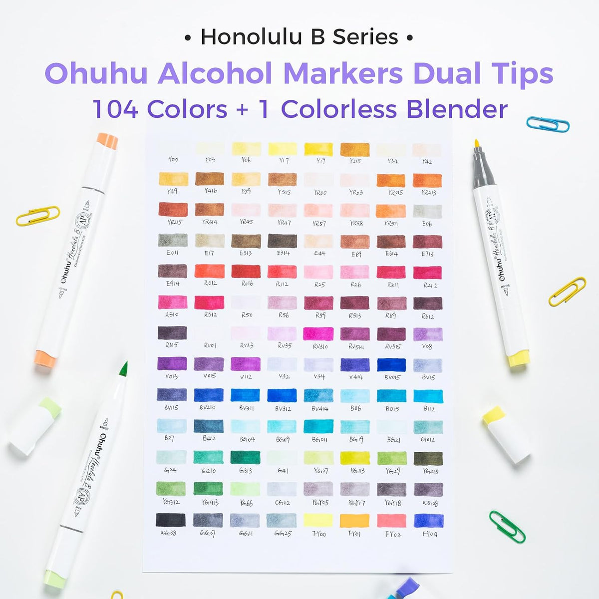 Ohuhu Alcohol Markers 104 Colors Brush& Fine for Artist Adult Cozy Coloring