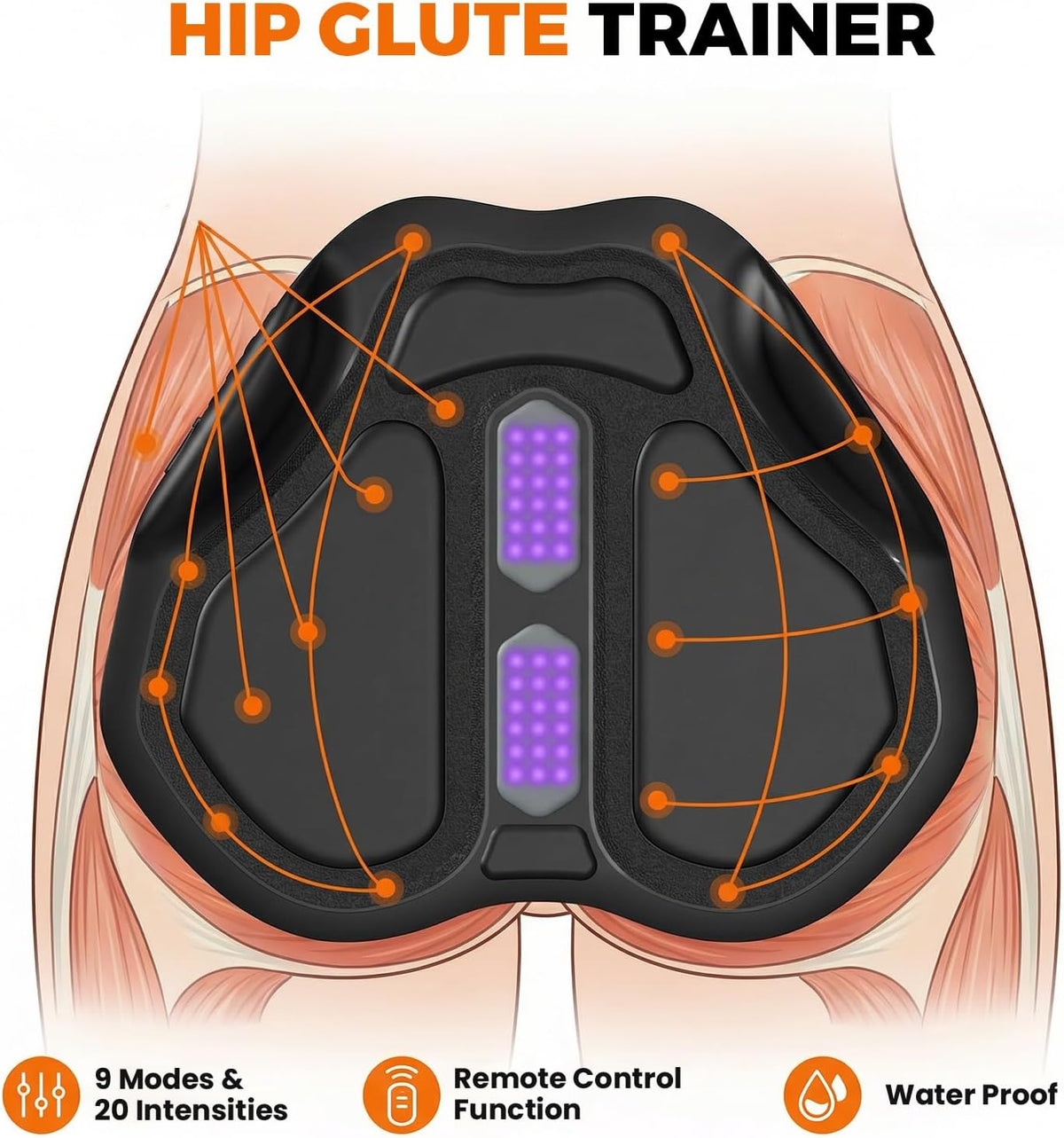 Hip Trainer Glute Muscle Stimulator, Rechargeable IPX7 Butt Massager Lift Machine Stimulator Muscle Toner, Portable Booty Trainer for Women Glute Workout Equipment for Hip Shaping at Home
