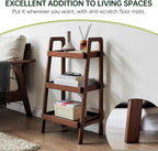 100% Solid Wood 3-Tier Ladder Shelf, Small Bookcase, Storage End Table, Open Display Stand for Living Room, Bedroom, Kitchen, Bathroom (Walnut Color)