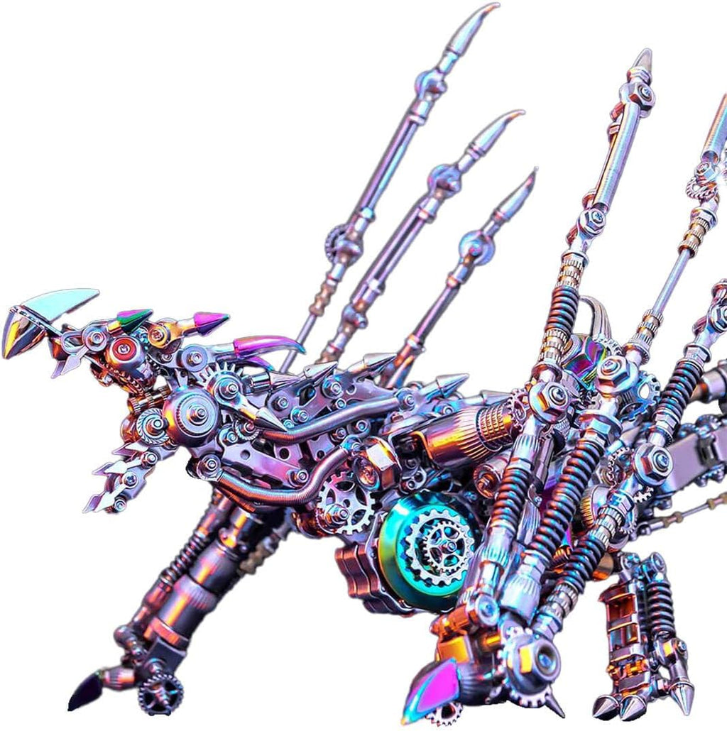 3D Metal Puzzle Dragon Model Kit, 1390PCS DIY Assemble Steampunk Mechanical Intelligential Dragon with Glowing Spine, Creative Handcrafted Metal Art Craft Desktop Display & Decoration for Adults