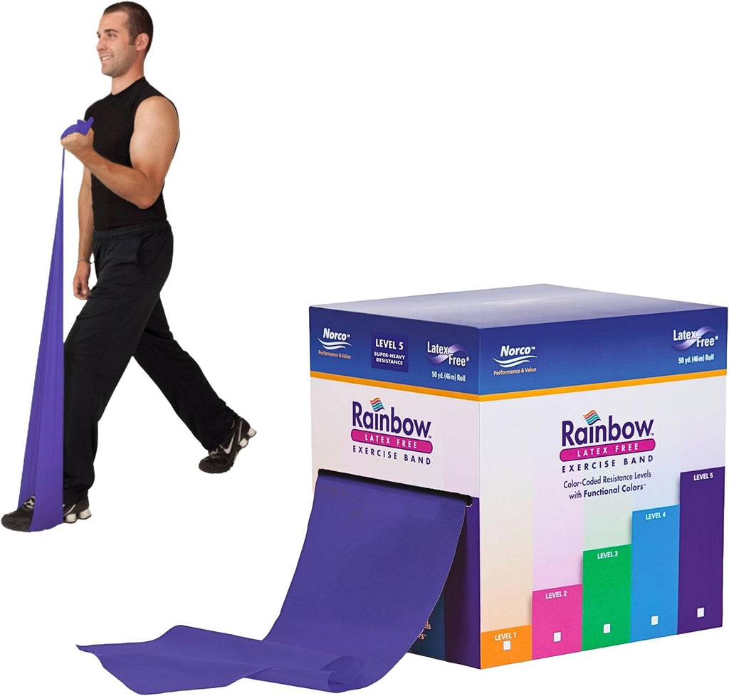 Rainbow Resistance Band Roll, 50 Yd Dispenser Box