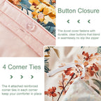 URBONUR 100% Cotton Floral Queen Duvet Cover Set 3-Pieces Botanical Bedding
