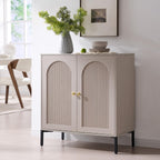 IFGET 34" Tall Modern Arched Sideboard Buffet Cabinet with Storage, Brown