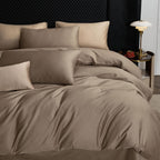 MooMee Queen Duvet Cover Set 100% Extra Long Staple Cotton Cooling Bedding
