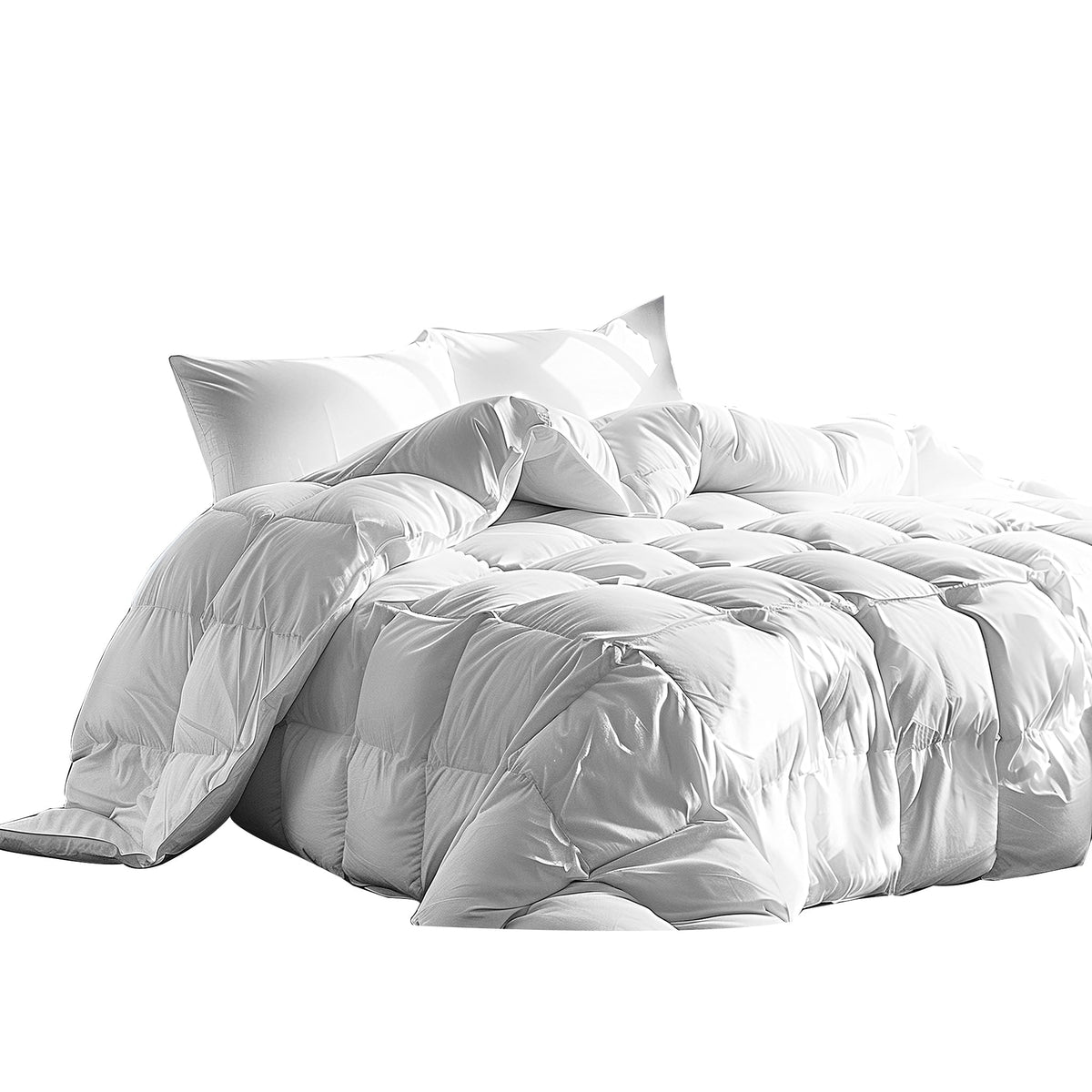 Serta Goose Feather Down Fiber Comforter King Size - 100% Cotton Cover Duvet Insert - Hotel Luxury Hypoallergenic Bedding Comforter Light Warmth 106 x 90 Inch White