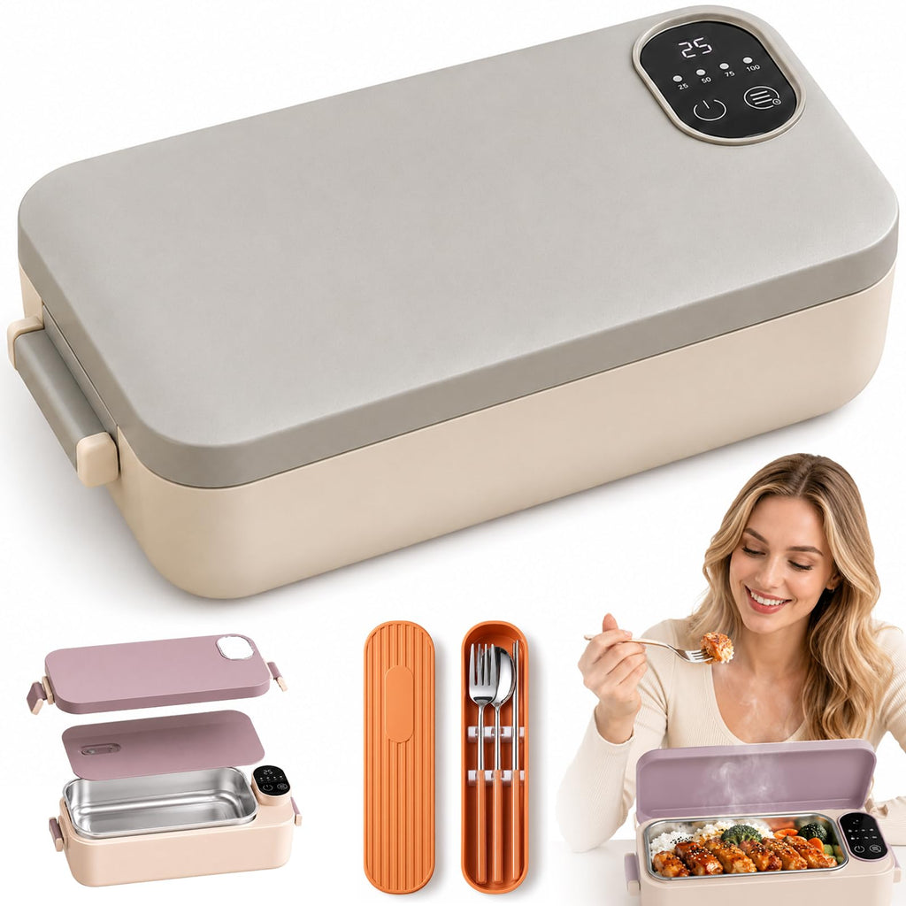Portable Electric Lunch Box with Self-Heating, 304 SS (Mix, Rechargeable*2)