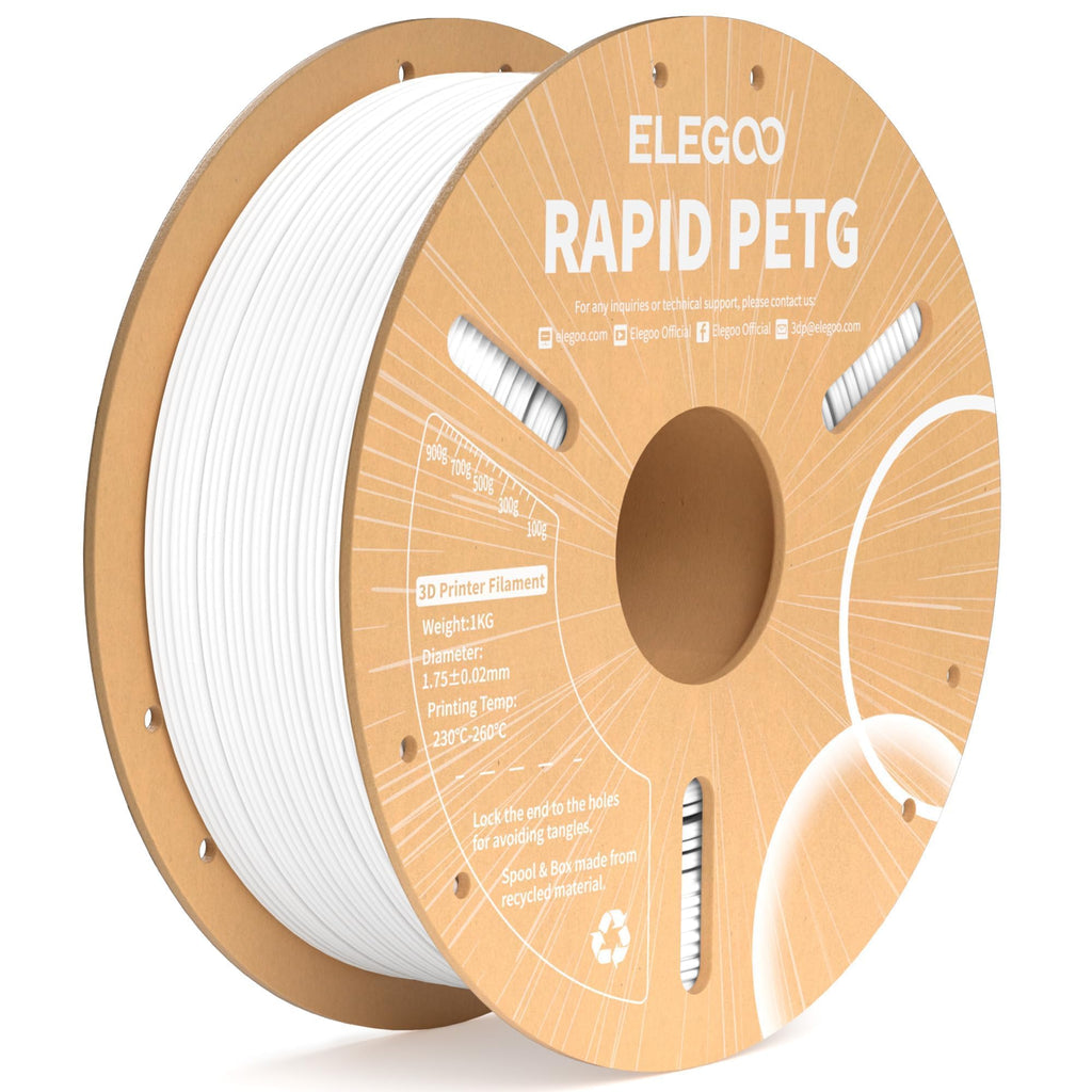 ELEGOO Rapid PETG 3D Printer Filament 1.75mm Black 10KG Bulk