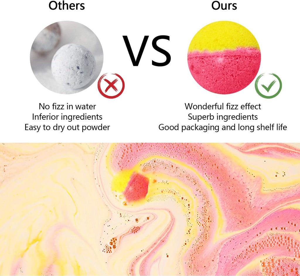 Bath Bombs Gift Set, 50 Handmade Bulk Bath Bombs for Kids, Women, Men