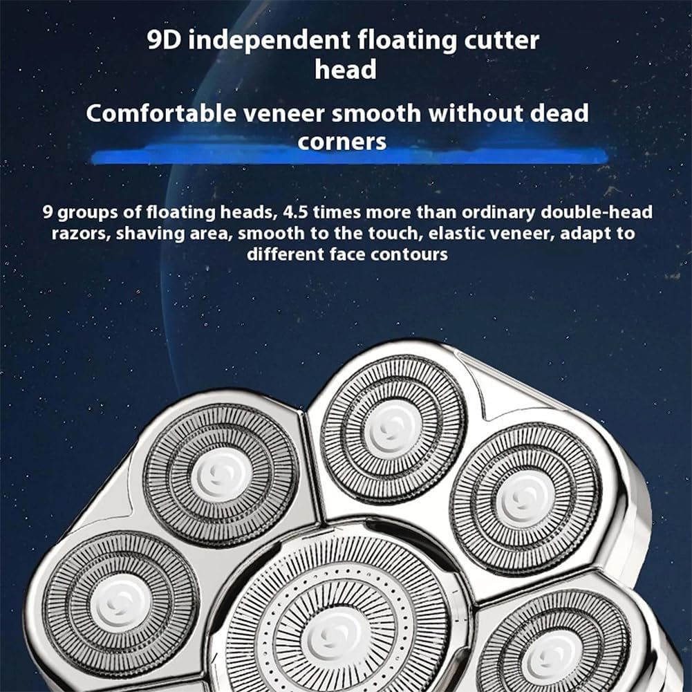 Head Shaver 9.0, 9D Floating Head Shavers for Bald Men, IPX7 Waterproof Wet Dry Shaving, Intelligent LED Display (Silver Set)