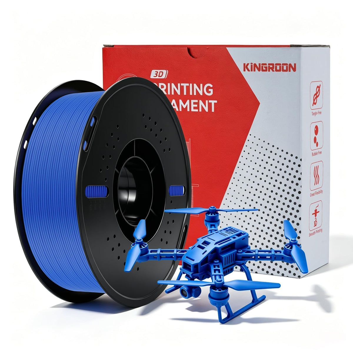 Kingroon PETG 3D Printer Filament, 10 Rolls, Dimensional Accuracy +/- 0.03 mm, 1kg Spool(2.2lbs), 1.75 mm，10KG Ten Colors Black White Grey Red Blue Green Yellow Orange Transparent Silver