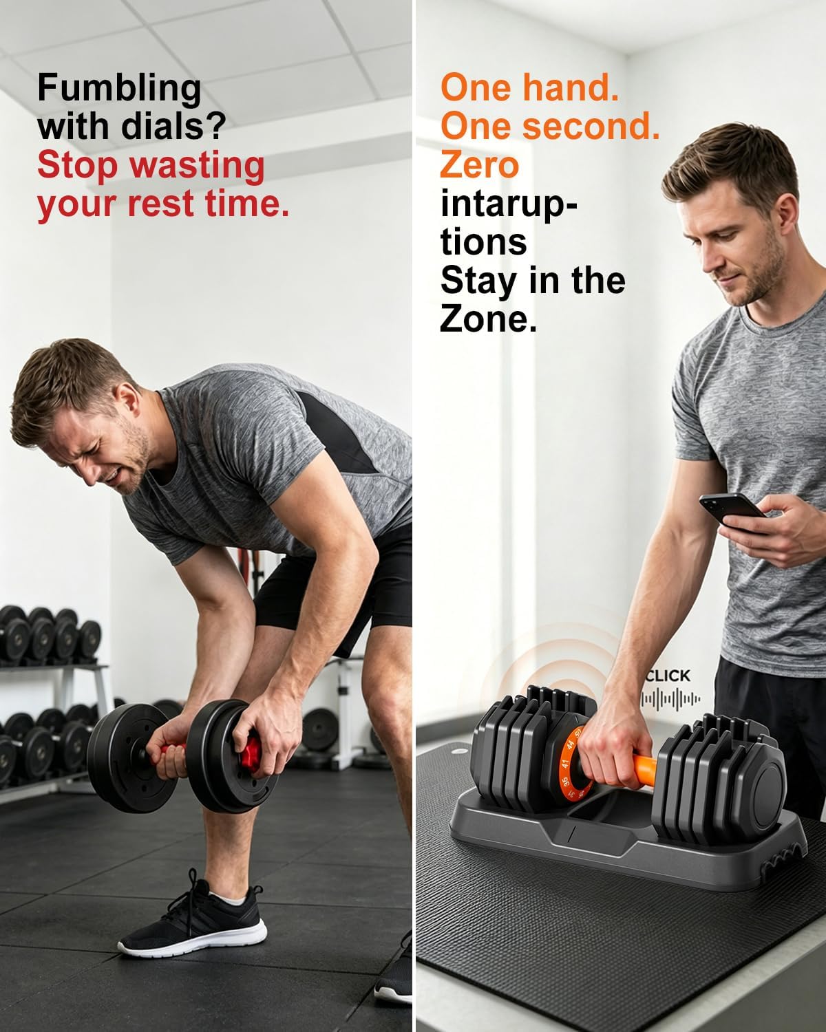 Adjustable Dumbbell Set 25lb/50lb, 10 in1 Adjustable Dumbbells for Home Gym
