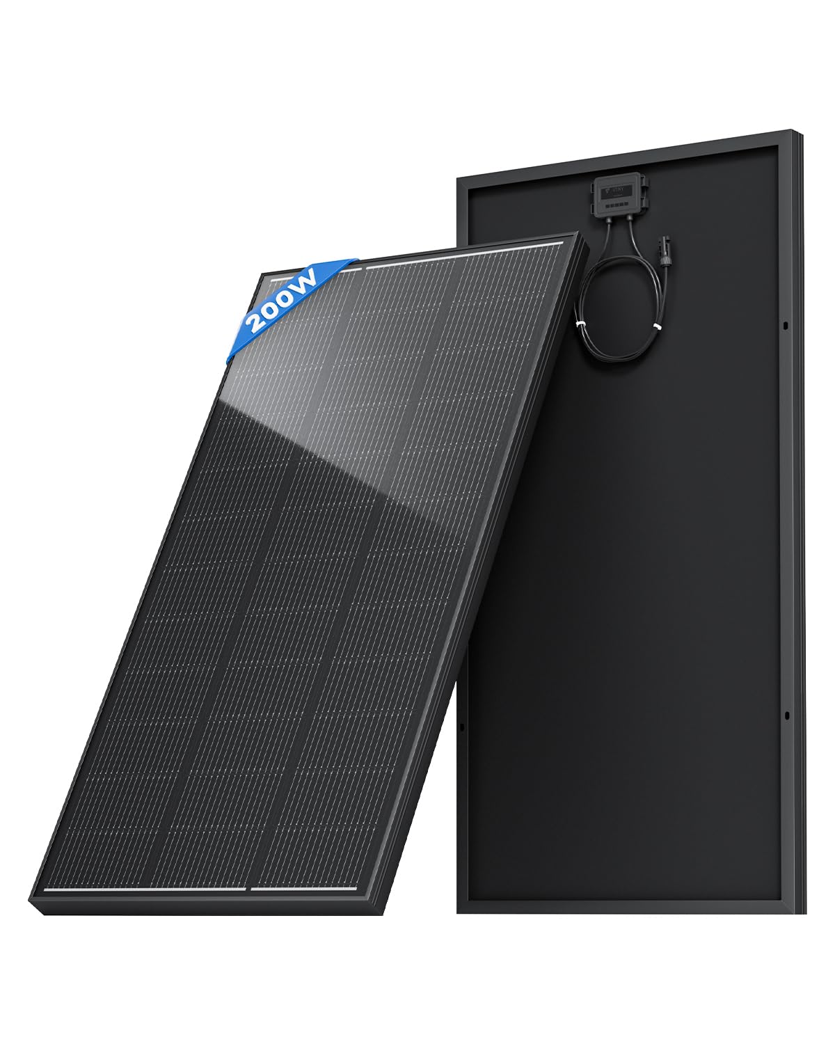 200 Watt Solar Panel 18BB N-Type, 25% Efficiency Monocrystalline Grade A+ Cells, 12V 200W Solar Panel IP68 for RV, Van, Trailer, Marine, Rooftop, Farm, Off Grid