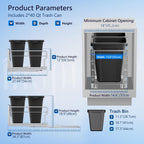 Insputer Dual 40QT Pull Out Trash Can Under Cabinet with Soft-Close Slides