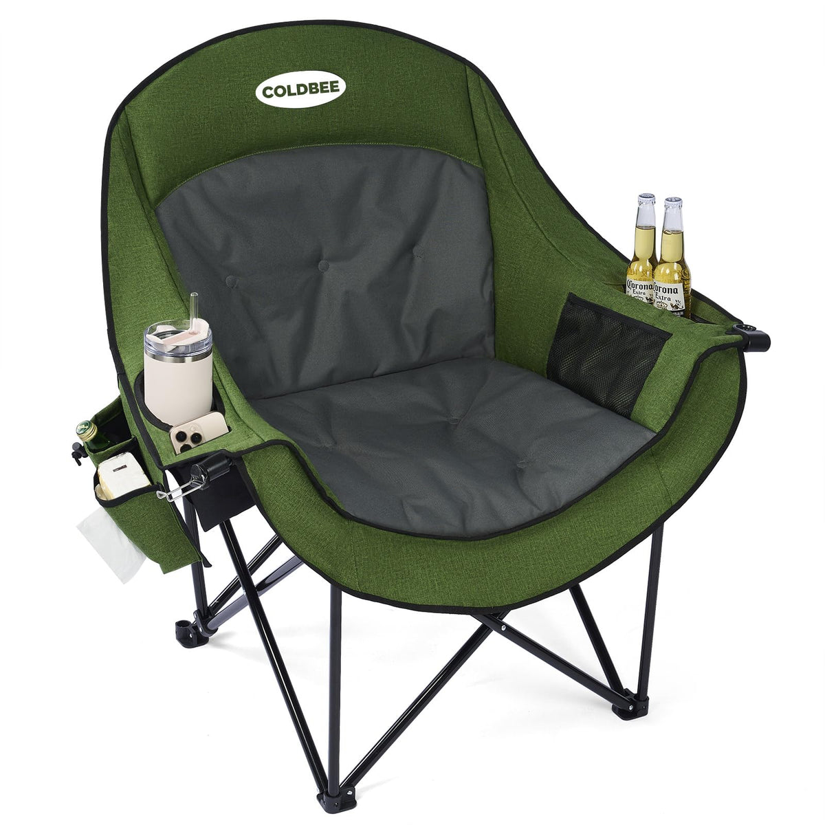 Oversized Camping Chairs for Adults - Heavy Duty Padded Outdoor Camp Chair