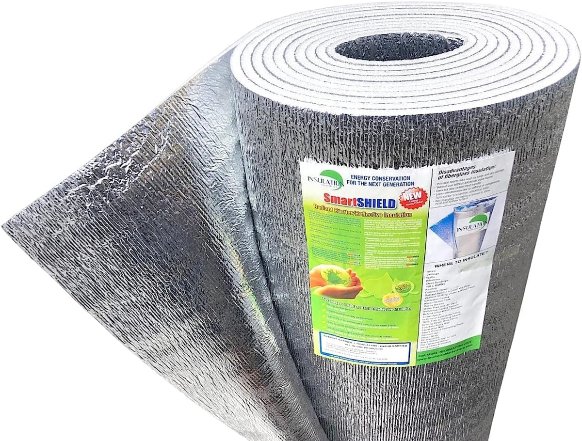 SmartSHIELD -10mm 48" x 50ft R22 Reflective Insulation roll, Foam Core Radiant Barrier, Thermal Insulation Shield - Foil / Foil