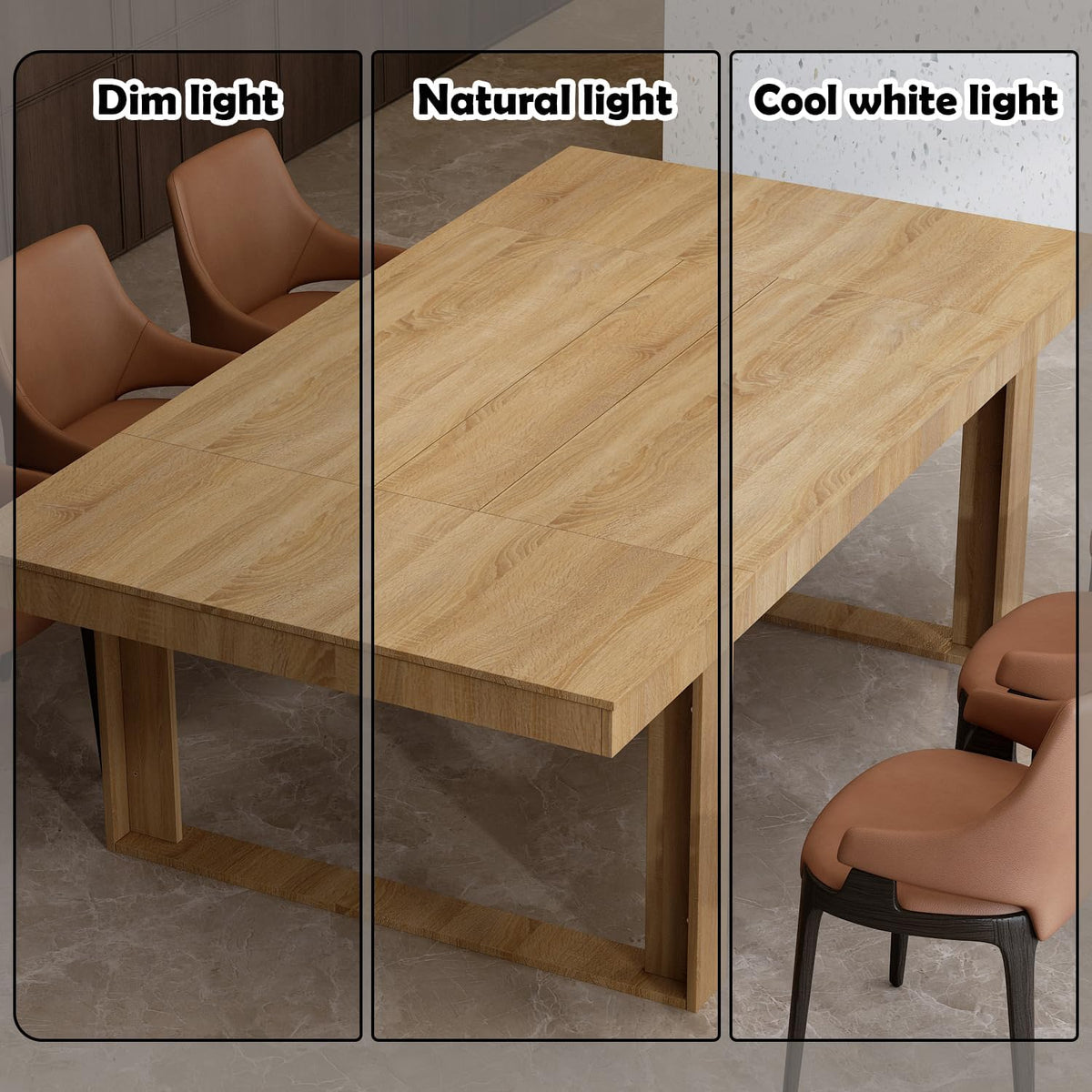 WOODTIME 86.6" W Dining Table for 8-10 People, Versatile Modern Wooden Dinner Table Kitchen Table for Dining Room Conference Room, Light Brown