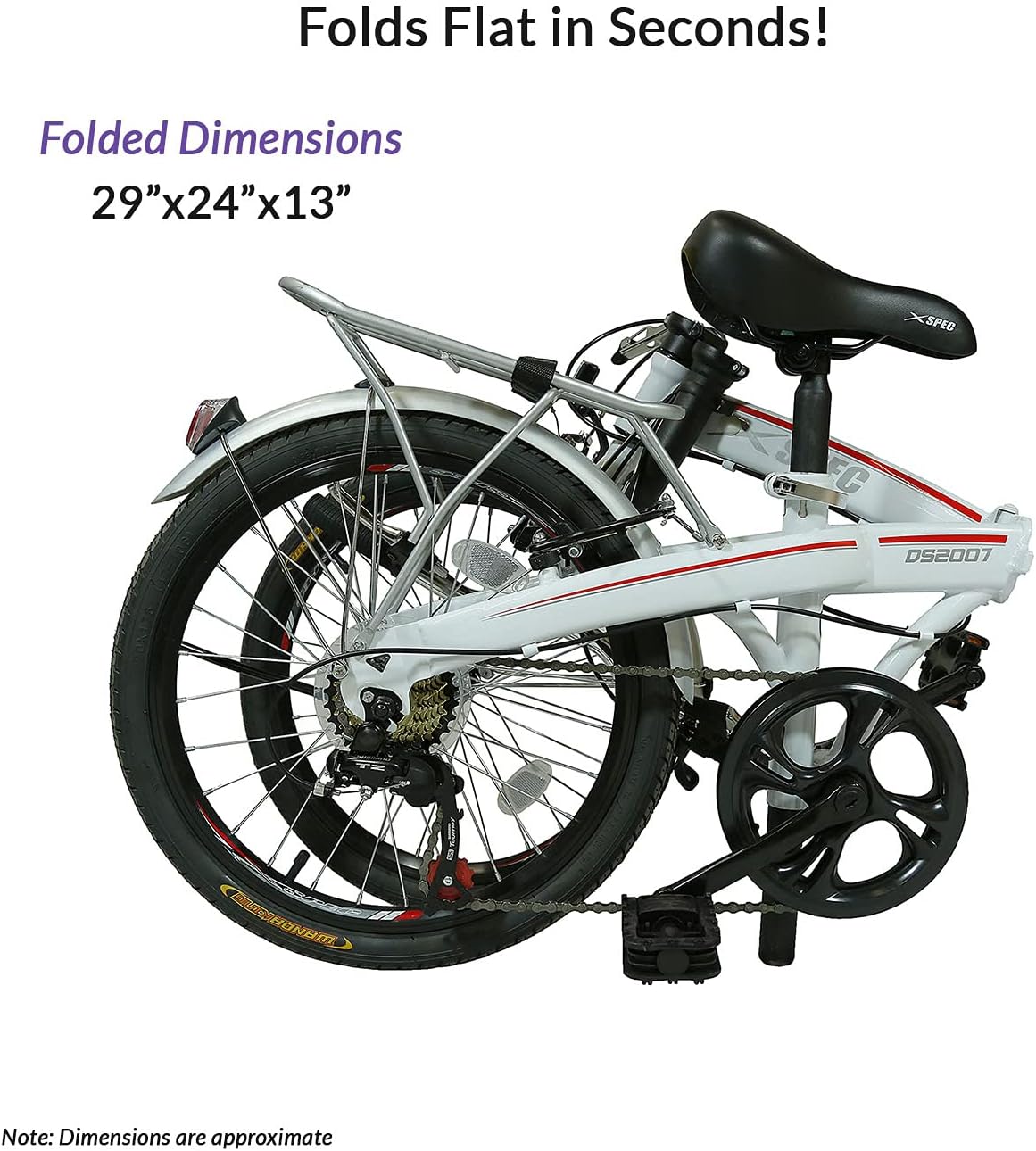 Xspec 20" 7 Speed Folding Compact City Commuter Bike (NOT an Electric Bike)