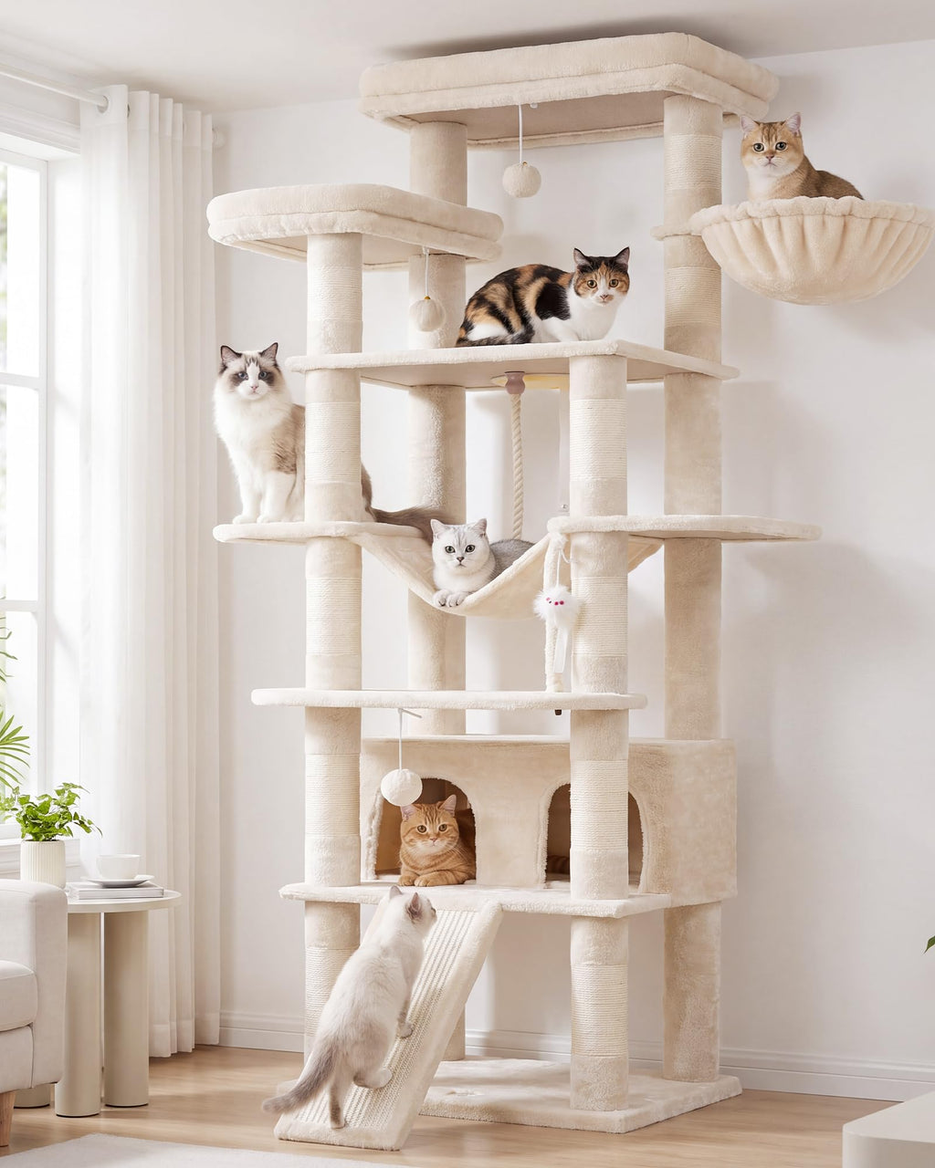 Heybly Cat Tree, 68 inch Multi-Level Cat Tower for Indoor Cats HCT025G