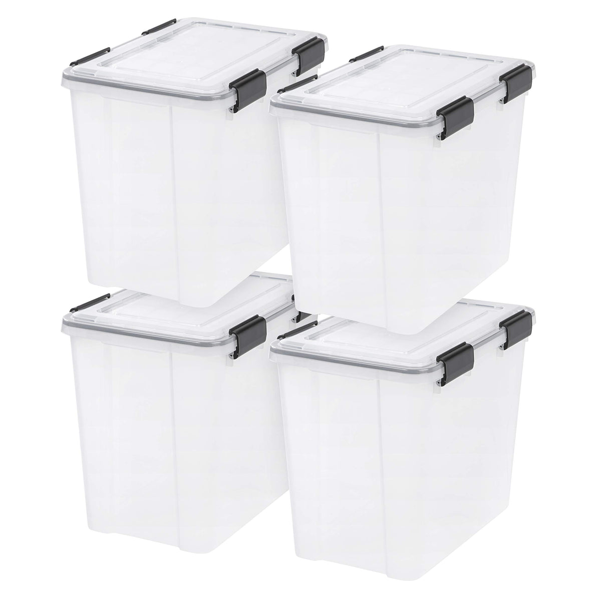 IRIS USA 6-Pack 19 Qt Storage Bins with Gasket Lids, Clear/Black