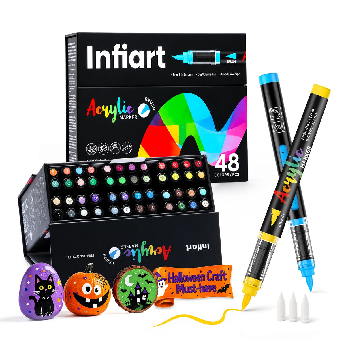240 Colors Acrylic Paint Markers, 3X Large Capacity Flexible Tip Paint Pens