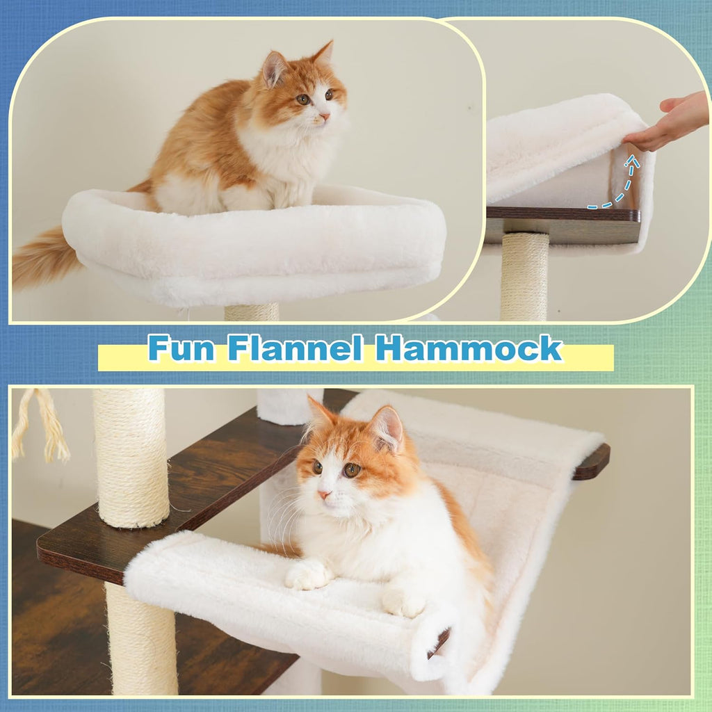Hey-brother Wooden Cat Tree, Furniture Tower with Large Platforms, MPJ121SR
