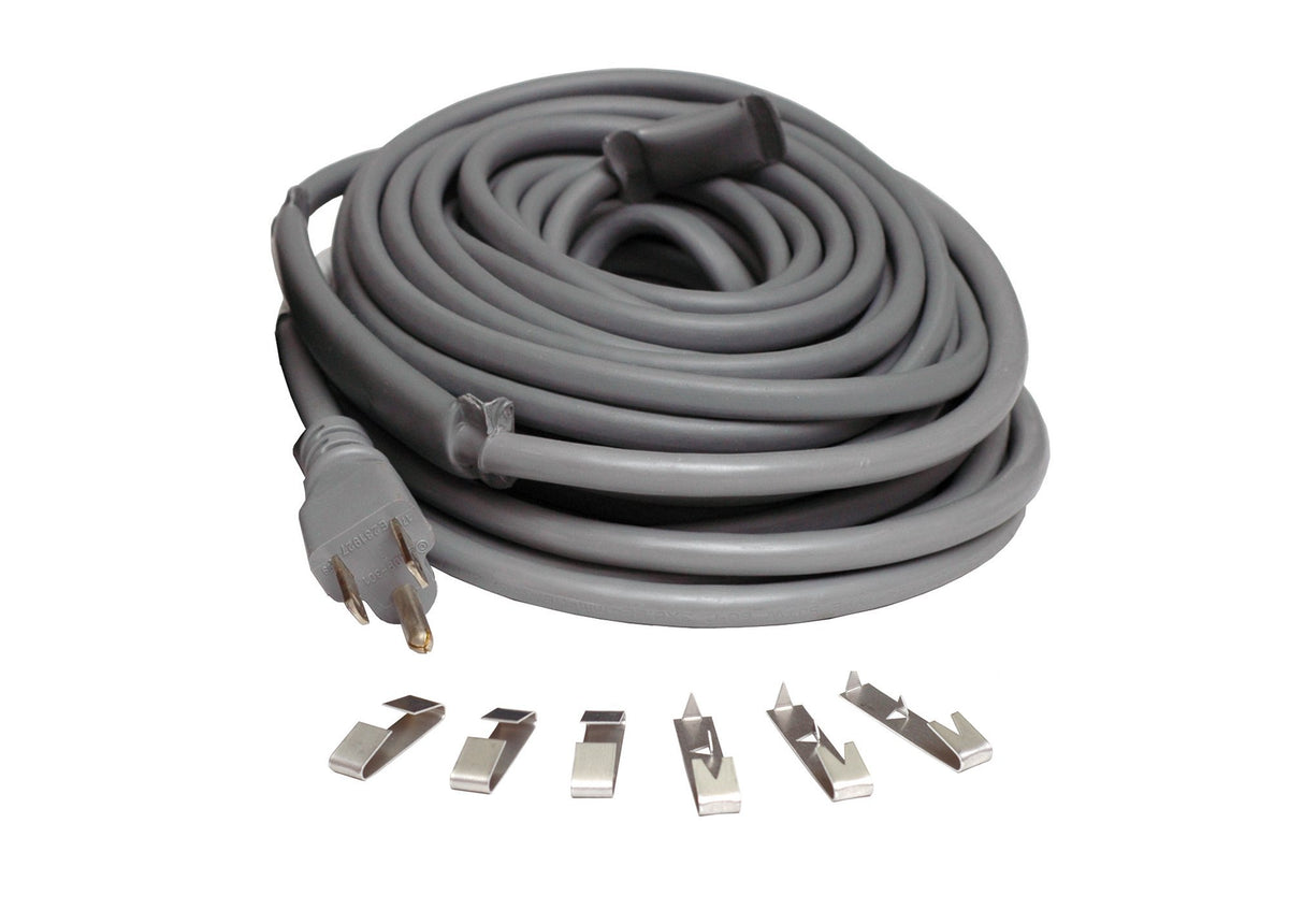 Wrap-On Roof and Gutter Deicing Cable - 175' Grey Electric Heating Cord with 3 Prong Plug & 120 Volt Operation - 14175