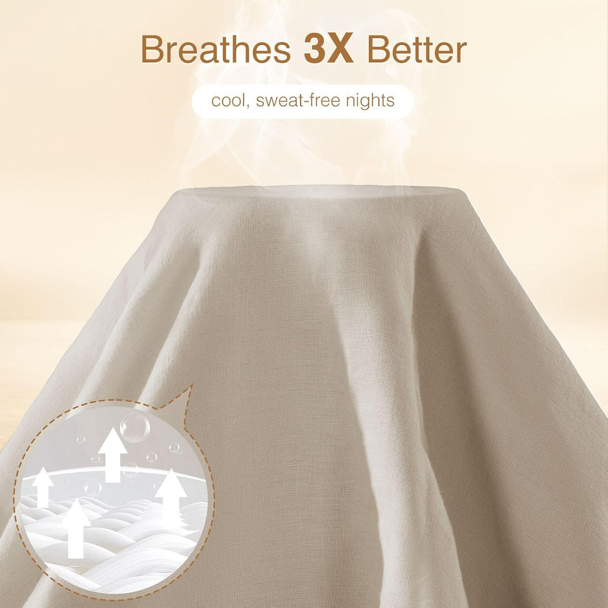 SONORO KATE 100% French Linen King Duvet Cover Set,Zipper Closure,3PC