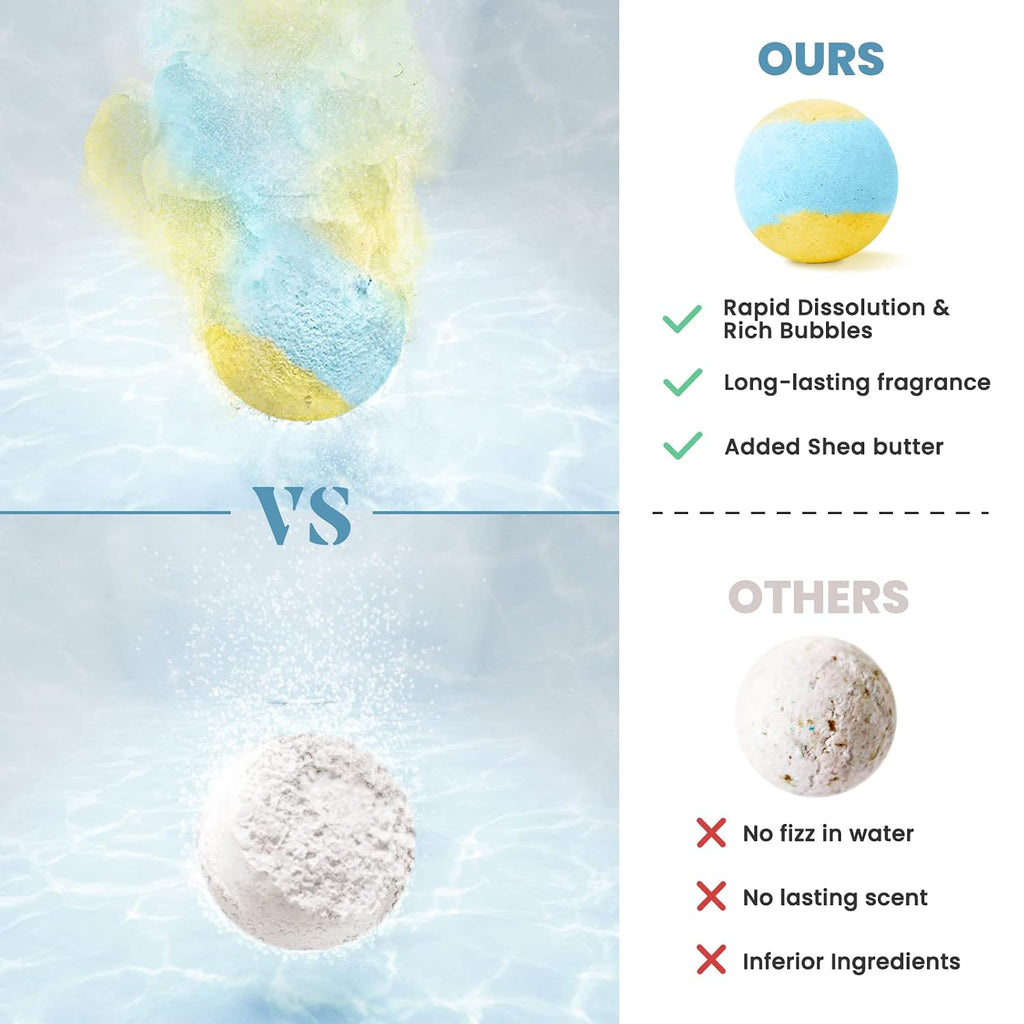 ZenBombs Bath Bombs Set, Natural Shea Butter & Safe Oil Bath Bomb