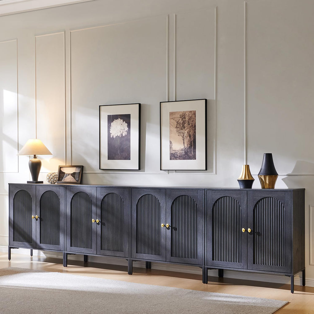 IFGET 34" Tall Modern Arched Sideboard Buffet Cabinet with Storage, Brown