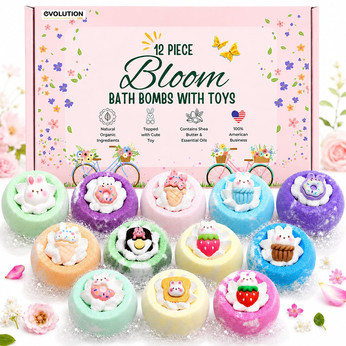 EvolutionUSA Black Epic Superhero Bath Bombs for Kids, 6 Super Hero Bath Bombs with Toy Inside Bathbombs, Organic Bathbomb with Surprise Inside, Bath Balls, Fizzy Superhero Bath Ball