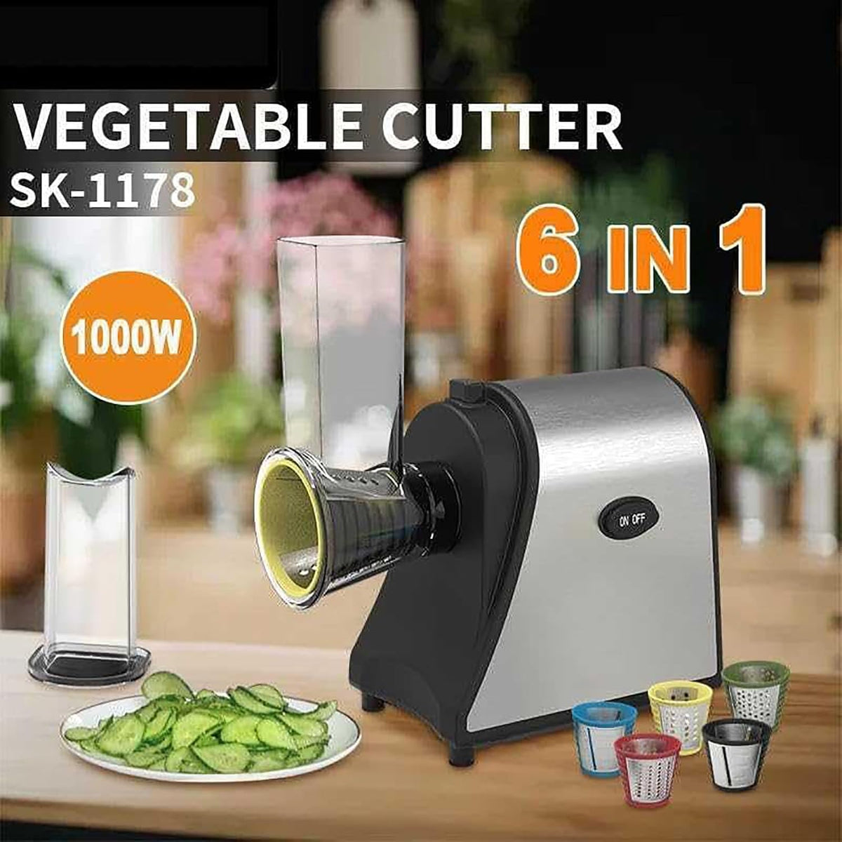 McbeAn Electric Vegetable Cheese Grater, 1000W Vegetable Cutter with 5 Stainless Steel Blades, Work Efficiently, One-Touch Control, for Cheese Carrots Potatoes Nuts Cucumbers Zucchini