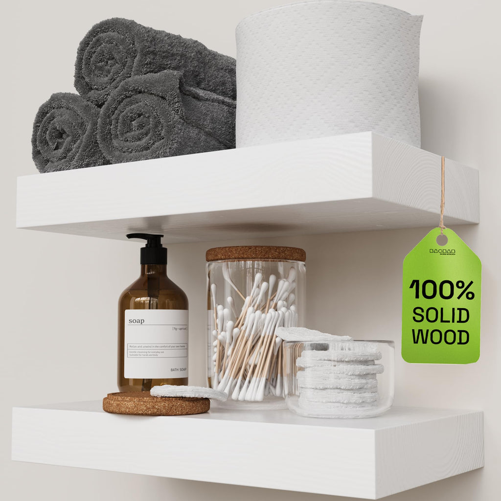 Solid Wood Floating Shelves for Wall 36 Inches Long, Walnut Wooden Shelf