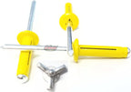 Yellow Exploding Pop Rivets 3/16" Tri-Fold Small Aluminum Head Steel Mandrel .040 - .354 Grip Range Fastener