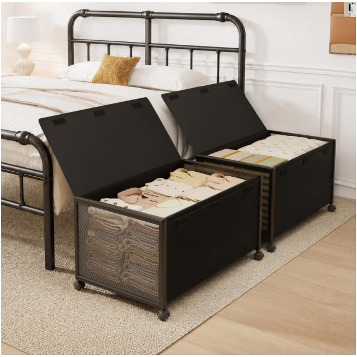 Fokyfok 2Pack Under Bed Storage Containers,16 inch Height,31 inch Long