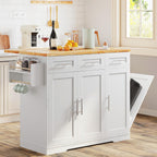 Dripex 41.5'' Kitchen Island with Power Outlet, Trash Cabinet & Storage
