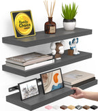 BAYKA Rustic Brown Floating Shelves 35.4in, Set of 2, Wall Mount Wood Shelf