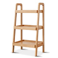 100% Solid Wood 3-Tier Ladder Shelf, Small Bookcase, Storage End Table, Open Display Stand for Living Room, Bedroom, Kitchen, Bathroom (Walnut Color)