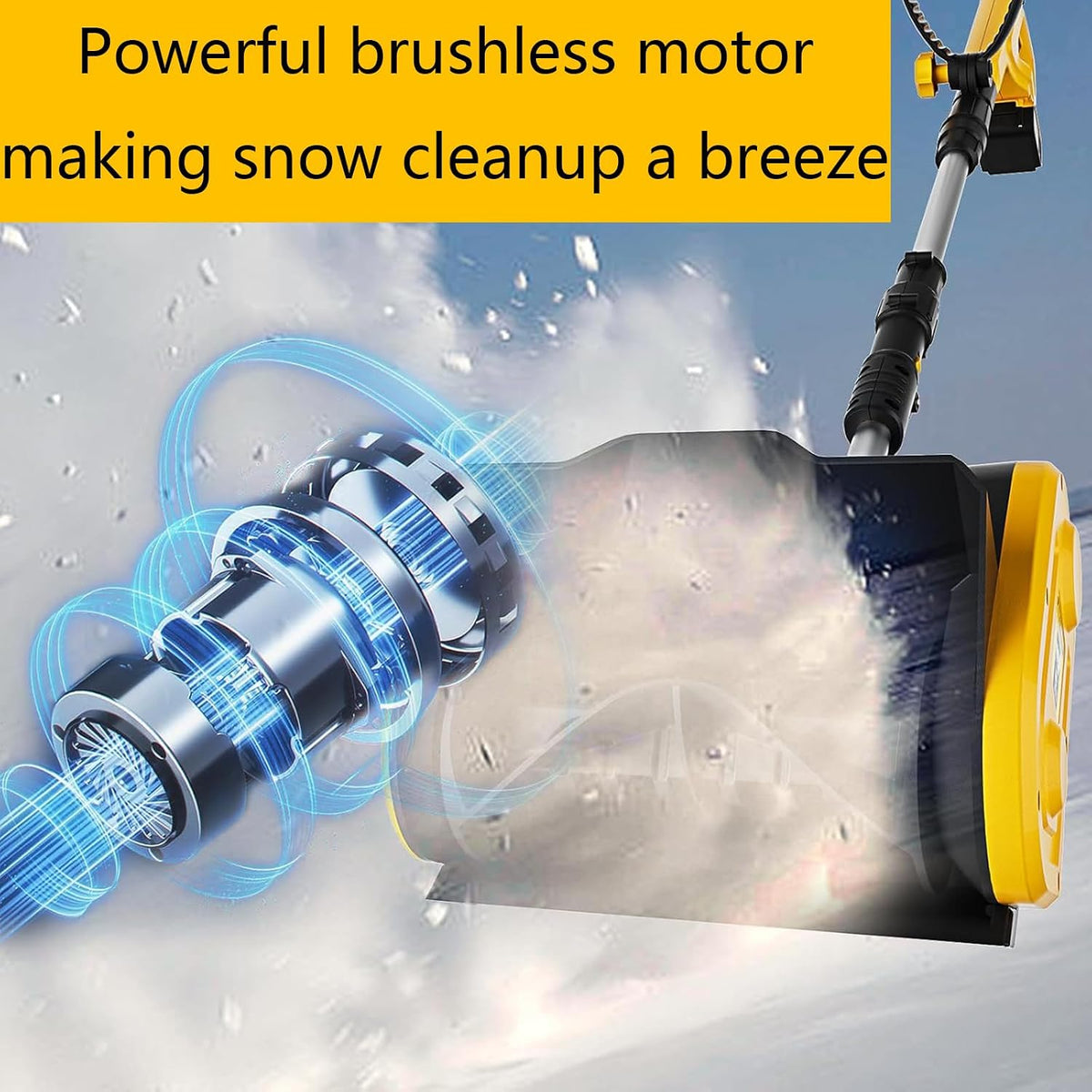 21V Cordless Electric Snow Shovel, Brushless Motor, 41cm Width, (2 Battery and Charger Included) Snow Blower Shovel for Patio Driveway